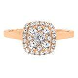 0.55 Carat (ctw) 10K Rose Gold Princess & Round Cut Diamond Ladies Vintage Engagement Ring 1/2 CT