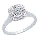 0.55 Carat (ctw) 10K White Gold Princess & Round Cut Diamond Ladies Vintage Engagement Ring 1/2 CT