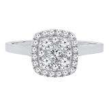0.55 Carat (ctw) 10K White Gold Princess & Round Cut Diamond Ladies Vintage Engagement Ring 1/2 CT