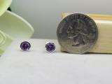 14K White Gold 5 MM Round Cut Amethyst Ladies Solitaire Stud Earrings