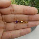18K Yellow Gold 5 MM Round Cut Amethyst Ladies Solitaire Stud Earrings