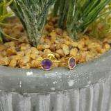18K Yellow Gold 5 MM Round Cut Amethyst Ladies Solitaire Stud Earrings