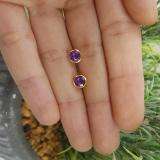 18K Yellow Gold 5 MM Round Cut Amethyst Ladies Solitaire Stud Earrings