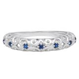 0.20 Carat (ctw) 10K White Gold Round Blue Cubic Zirconia & White Diamond Wedding Band 1/5 CT