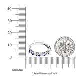 0.20 Carat (ctw) 10K White Gold Round Blue Cubic Zirconia & White Diamond Wedding Band 1/5 CT