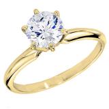 IGI CERTIFIED 1.60 Carat (ctw) 14K Yellow Gold Round Diamond Bridal Solitaire Engagement Ring