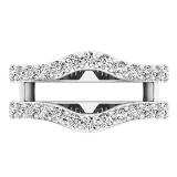 1.60 Carat (ctw) 18K White Gold Round Cut Cubic Zirconia Ladies Wedding Enhancer Guard Double Ring