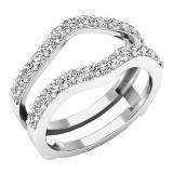 1.60 Carat (ctw) 18K White Gold Round Cut Cubic Zirconia Ladies Wedding Enhancer Guard Double Ring
