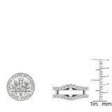 1.60 Carat (ctw) 18K White Gold Round Cut Cubic Zirconia Ladies Wedding Enhancer Guard Double Ring