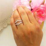 1.60 Carat (ctw) 18K White Gold Round Cut Cubic Zirconia Ladies Wedding Enhancer Guard Double Ring