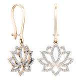 0.25 Carat (ctw) 18K Rose Gold Round White Diamond Ladies Flower Drop Earrings 1/4 CT
