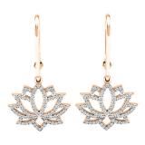 0.25 Carat (ctw) 18K Rose Gold Round White Diamond Ladies Flower Drop Earrings 1/4 CT