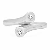 0.24 Carat (ctw) 10K White Gold Round Diamond Ladies Two Stone Bypass Style Right Hand Ring 1/4 CT