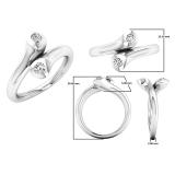 0.24 Carat (ctw) 10K White Gold Round Diamond Ladies Two Stone Bypass Style Right Hand Ring 1/4 CT