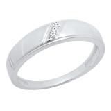 0.02 Carat (ctw) 18K White Gold Round Cut White Diamond Ladies 3 Stone Anniversary Wedding Band