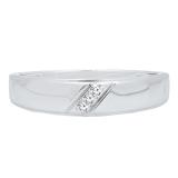0.02 Carat (ctw) 18K White Gold Round Cut White Diamond Ladies 3 Stone Anniversary Wedding Band