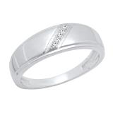 0.03 Carat (ctw) 10K White Gold Round Cut White Diamond Men's 5 Stone Anniversary Wedding Band
