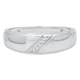 0.03 Carat (ctw) 10K White Gold Round Cut White Diamond Men's 5 Stone Anniversary Wedding Band