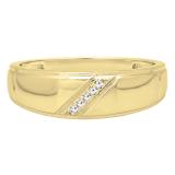 0.03 Carat (ctw) 10K Yellow Gold Round Cut White Diamond Men's 5 Stone Anniversary Wedding Band