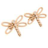 0.15 Carat (ctw) 18K Rose Gold Round Cut White Diamond Ladies Butterfly Fashion Stud Earrings
