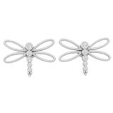 0.15 Carat (ctw) 18K White Gold Round Cut White Diamond Ladies Butterfly Fashion Stud Earrings