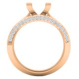 0.50 Carat (ctw) 10K Rose Gold Round Diamond Ladies Semi Mount Bridal Engagement Ring Set 1/2 CT