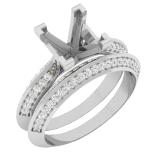 0.50 Carat (ctw) 10K White Gold Round Diamond Ladies Semi Mount Bridal Engagement Ring Set 1/2 CT