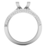 0.50 Carat (ctw) 10K White Gold Round Diamond Ladies Semi Mount Bridal Engagement Ring Set 1/2 CT