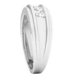 0.97 Carat (ctw) 10K White Gold Round White Diamond Men's 5 Stone Anniversary Wedding Band 1 CT