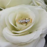 0.97 Carat (ctw) 14K Yellow Gold Round White Diamond Men's 5 Stone Anniversary Wedding Band 1 CT