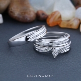 0.45 Carat (ctw) Sterling Silver Round Cut Diamond Men & Women's Engagement Ring Trio Set 1/2 CT