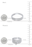 0.45 Carat (ctw) Sterling Silver Round Cut Diamond Men & Women's Engagement Ring Trio Set 1/2 CT