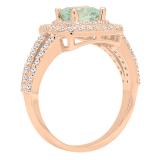 10K Rose Gold 6 MM Cushion Aquamarine & Round White Diamond Ladies Halo Engagement Ring