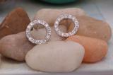 Round White Diamond Hollow Circle Shape Screwback Stud Earrings for Women (0.50 ctw, Color I-J, Clarity I2-I3) in 925 Sterling Silver
