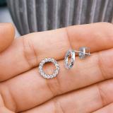Round White Diamond Hollow Circle Shape Screwback Stud Earrings for Women (0.50 ctw, Color I-J, Clarity I2-I3) in 925 Sterling Silver