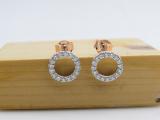 Round White Diamond Hollow Circle Shape Pushback Stud Earrings for Women (0.50 ctw, Color I-J, Clarity I2-I3) in 10K Rose Gold