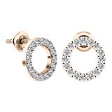 Round White Diamond Hollow Circle Shape Screwback Stud Earrings for Women (0.50 ctw, Color I-J, Clarity I2-I3) in 10K Rose Gold