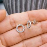 Round White Diamond Hollow Circle Shape Screwback Stud Earrings for Women (0.50 ctw, Color I-J, Clarity I2-I3) in 10K Rose Gold