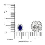 Sterling Silver 8X6 MM Oval Cut Lab Created Blue & Round White Sapphire Ladies Fashion Stud Earrings