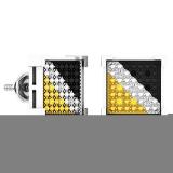 0.05 Carat (ctw) Sterling Silver Yellow White & Black Diamond Kite Shape Mens Hip Hop Stud Earrings