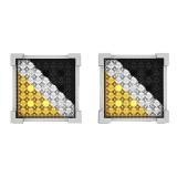 0.05 Carat (ctw) Sterling Silver Yellow White & Black Diamond Kite Shape Mens Hip Hop Stud Earrings