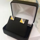 0.05 Carat (ctw) Sterling Silver Yellow White & Black Diamond Kite Shape Mens Hip Hop Stud Earrings
