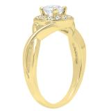 0.60 Carat (ctw) 10K Yellow Gold Round White Diamond Ladies Swirl Bridal Halo Engagement Ring
