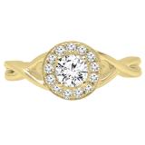 0.60 Carat (ctw) 10K Yellow Gold Round White Diamond Ladies Swirl Bridal Halo Engagement Ring