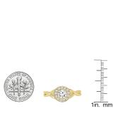 0.60 Carat (ctw) 10K Yellow Gold Round White Diamond Ladies Swirl Bridal Halo Engagement Ring