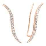 0.70 Carat (ctw) 14K Rose Gold Round Cut White Diamond Ladies Climber Earrings 3/4 CT