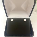 0.15 Carat (ctw) 10K Yellow Gold Round White Diamond Ladies Flower Cluster Earrings