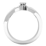 0.40 Carat (ctw) 18K White Gold Marquise baguette & Round Diamond Bridal Engagement Ring Set