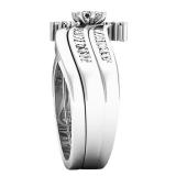 0.40 Carat (ctw) 18K White Gold Marquise baguette & Round Diamond Bridal Engagement Ring Set