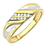 0.15 Carat (ctw) 18K Yellow Gold Plated Sterling Silver Round White Diamond Men's Wedding Anniversary Band